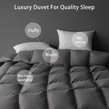 Goose Feathers Down Comforter King Size, Luxury All Season Duvet Insert - Ultra-Soft 750 Fill-Power Hotel Collection Comforter, 59 Oz Fluffy Medium Warmth (Gray, 106x90)…