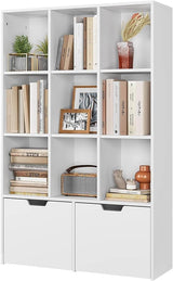 Bookshelf with Drawers, Modern Bookcase Storage Cabinet with 9 Cube