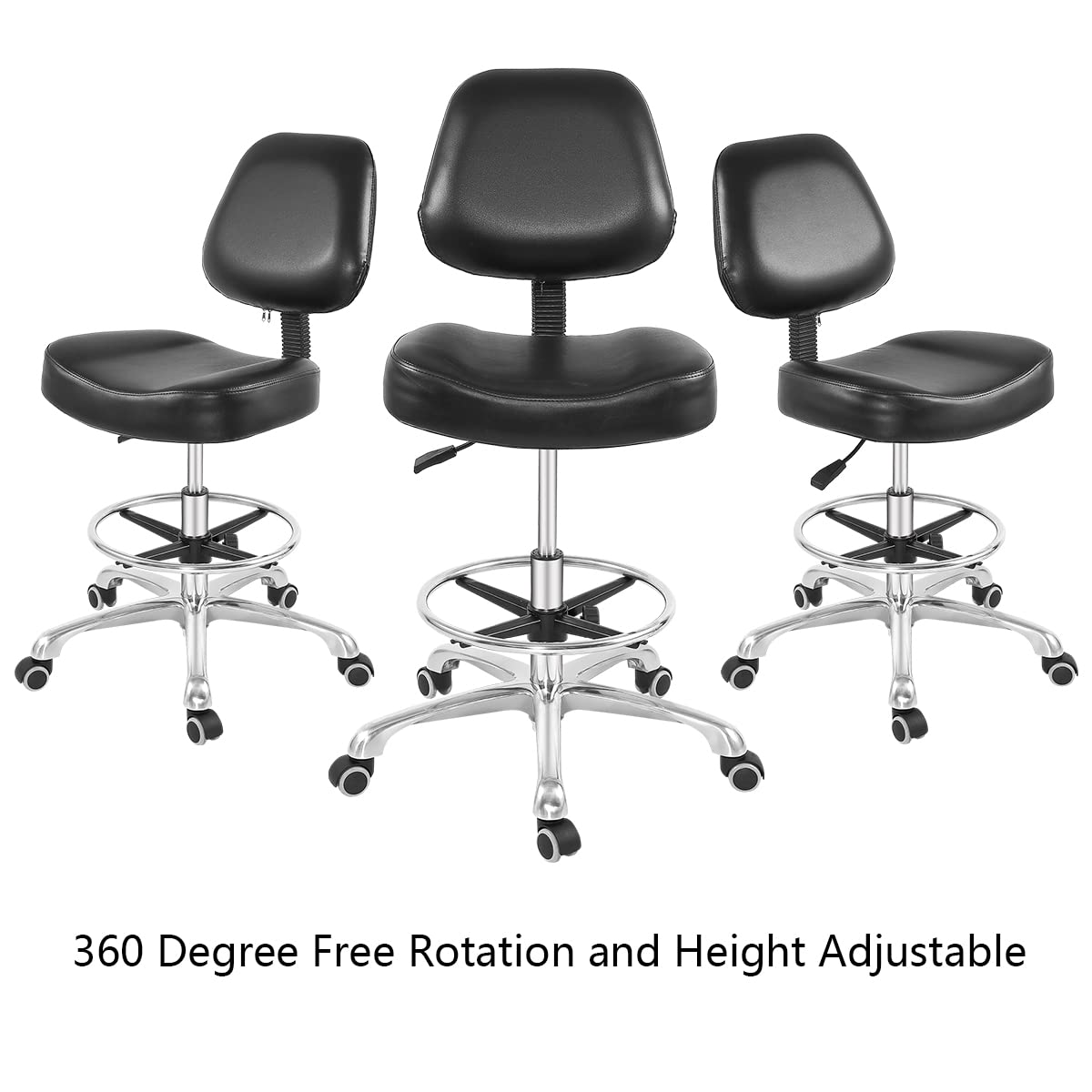 Drafting Chair with Wheels and Footrest - Heavy Duty Tall Office Stool