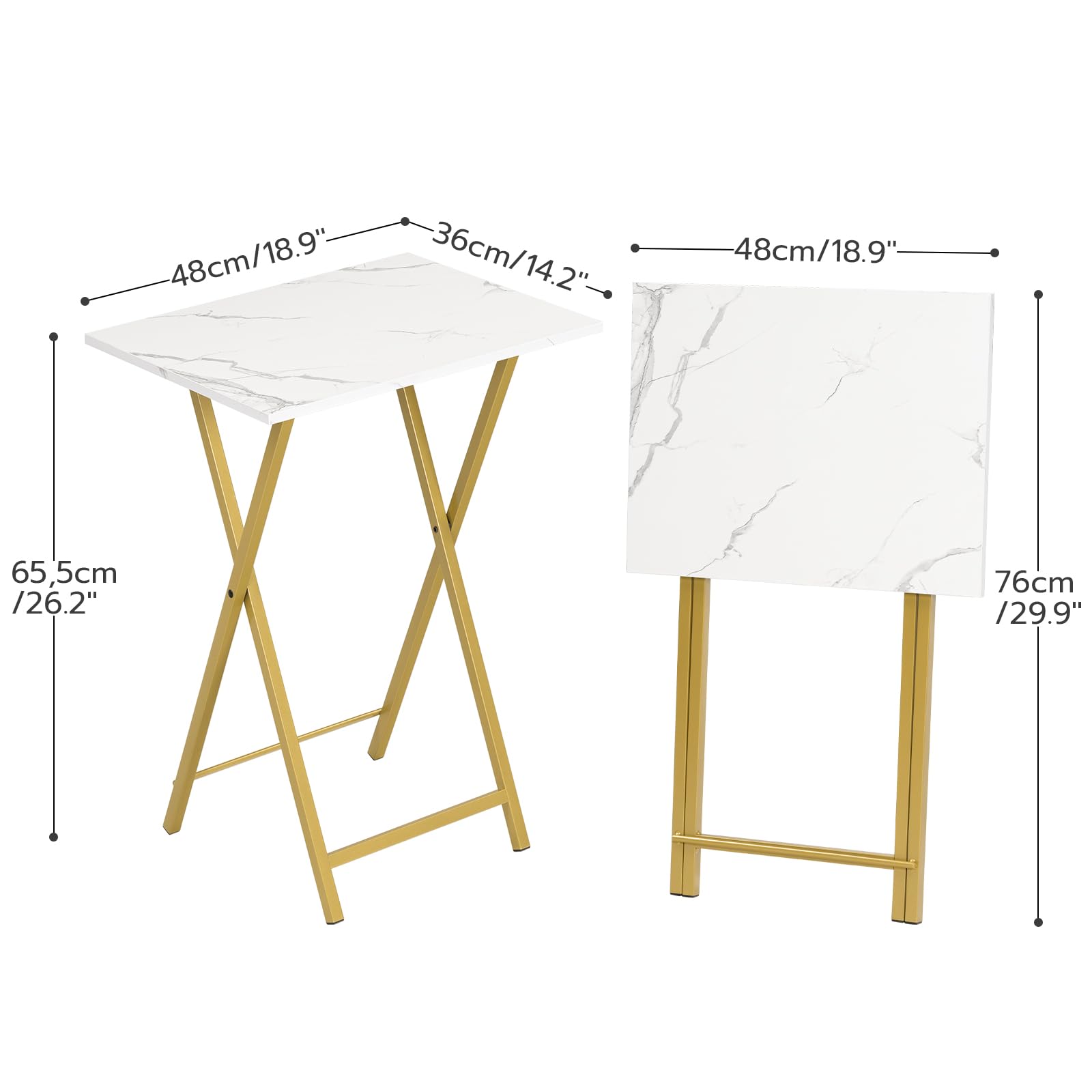 Folding TV Tray Tables, Set of 4 TV Trays with Storage Rack, Industrial Side Table for Eating at Couch,