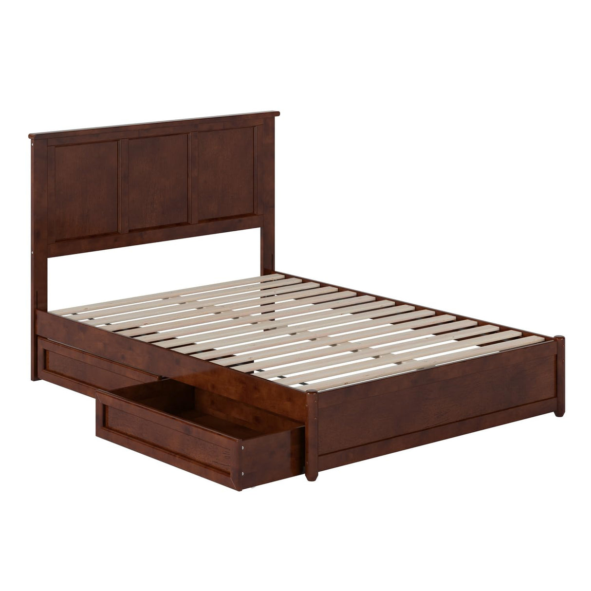 Felicity Full Platform Bed with Panel Footboard and Storage Drawers, Walnut