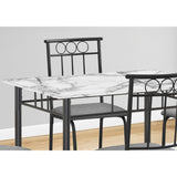 Monarch Specialties 1014 Table, 5pcs, Small, 40" Rectangular, Kitchen, White Marble Look Laminate 5 Piece Dining Set, 39.75" L x 27.5" W x 30" H