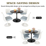 Modern Round, 31.5'' Tulip MDF Top & Metal Pedestal Base for Dining Living Room Cafe,