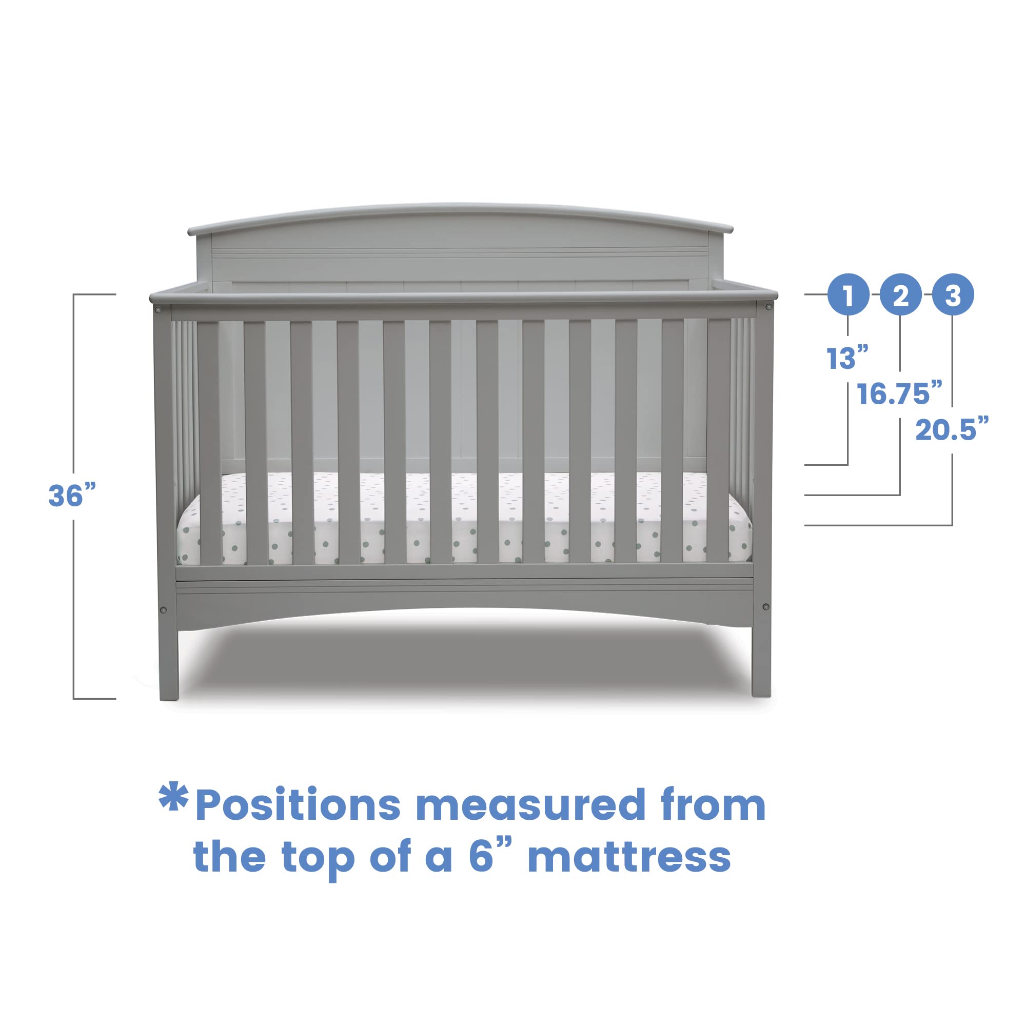 Archer Solid Panel 4-in-1 Convertible Baby Crib - Greenguard Gold Certified, Grey