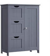 Bathroom Floor Storage Cabinet, Bathroom Storage Unit with 3 Drawers, 1 Adjustable Shelf,