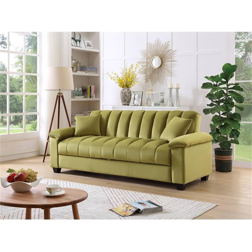 83" Convertible Modern Velvet Storage Sleeper Sofa Bed in Green