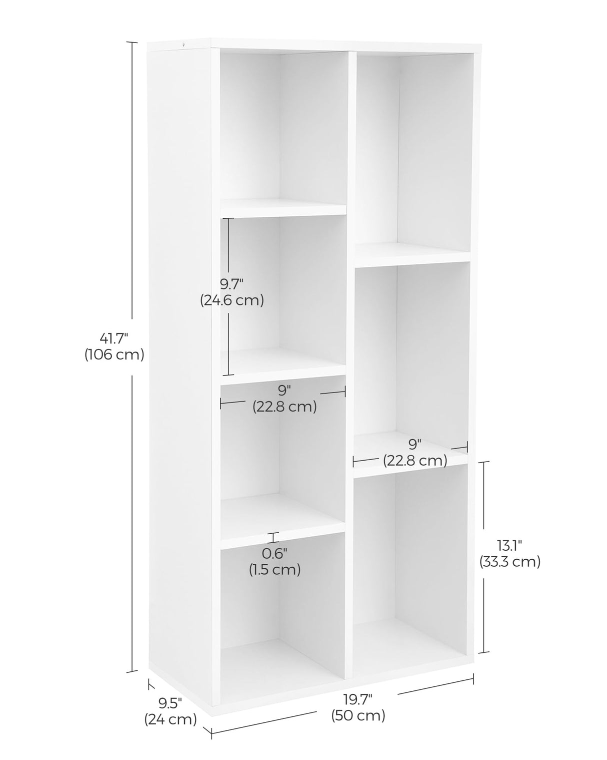 Bookcase, Bookshelf with 7 Compartments, Freestanding Shelves and Cube Organizer,