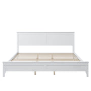 Modern Solid Wood Platform Bed White White King