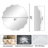 22 Inch White Round Wavy Mirror