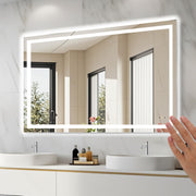 32x40 LED Bathroom Mirror with Hand Wave Sensor - Dimmable Anti-Fog Wall Mount