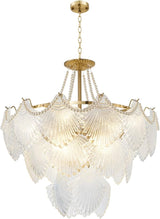 Modern Pendant Chandelier, 8-Light Round 24" LED Ceiling Light, 3-Tier Crystal Hanging