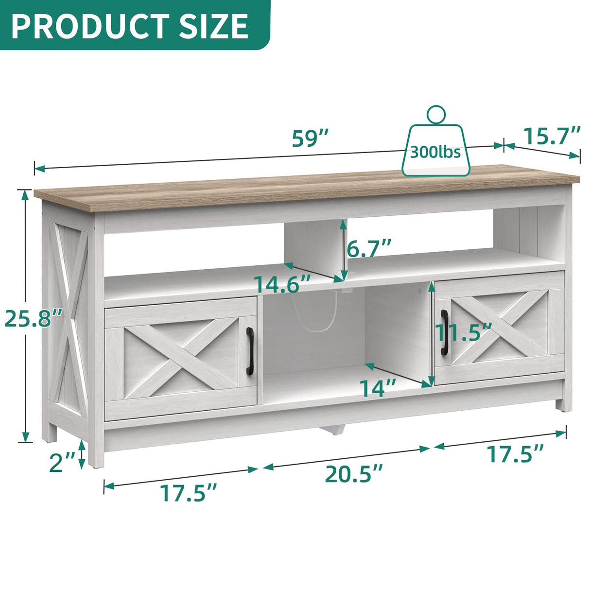 Sideboard Buffet Cabinet 59 inch Farmhouse Buffet Storage Cabinet