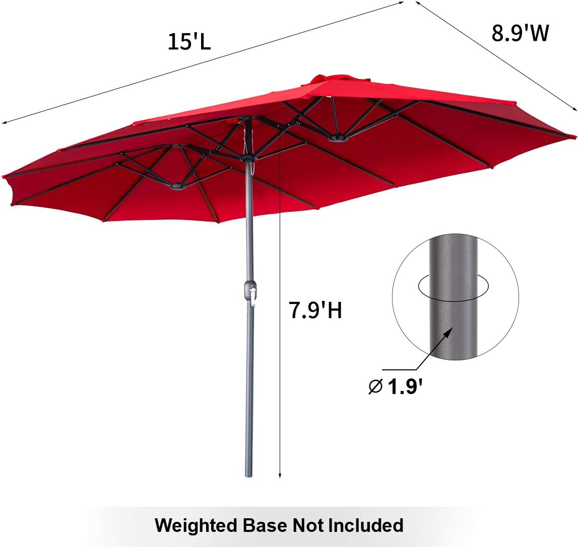 15x9ft Double-Sided Patio Umbrella Outdoor Market Umbrella Large Umbrella