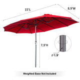 15x9ft Double-Sided Patio Umbrella Outdoor Market Umbrella Large Umbrella