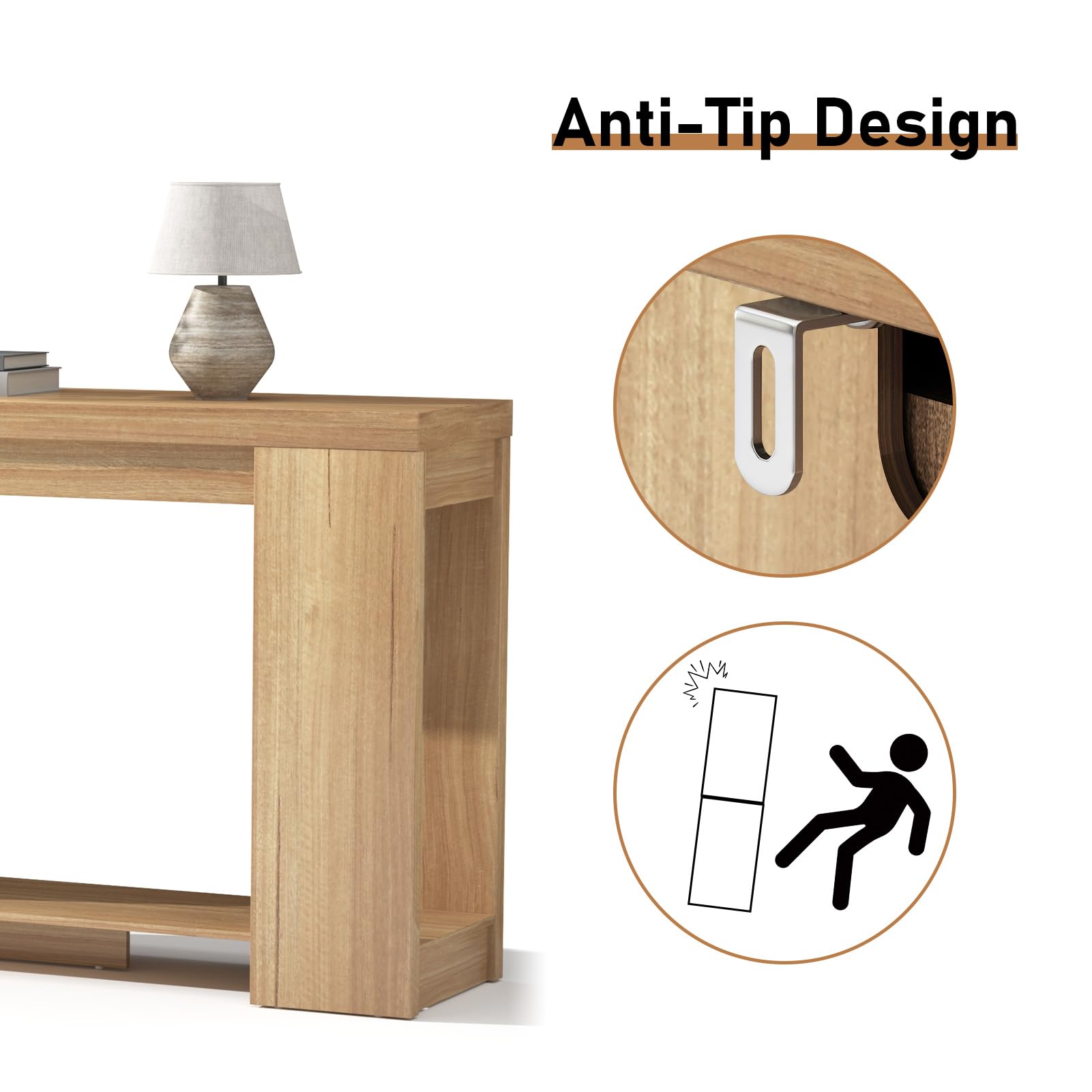 62 Inch Extra Long Console Table with Storage - Farmhouse Entryway Table