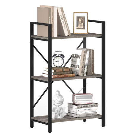 3 Tier Bookshelf, Small Rustic Book Shelf, Short Industrial Bookcase