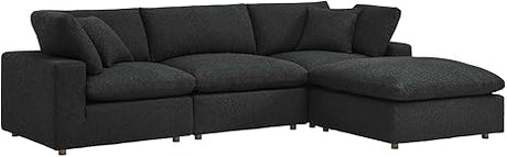 Commix Down-Filled Overstuffed Performance Velvet 4-Piece Sectional Sofa