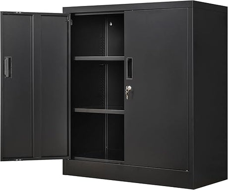 Metal Storage Cabinet, Locking Storage Cabinet with Adjustable Shelves