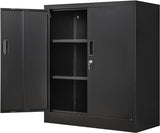 Metal Storage Cabinet, 36" H Locking Storage Cabinet with Two Drawers and Adjustable
