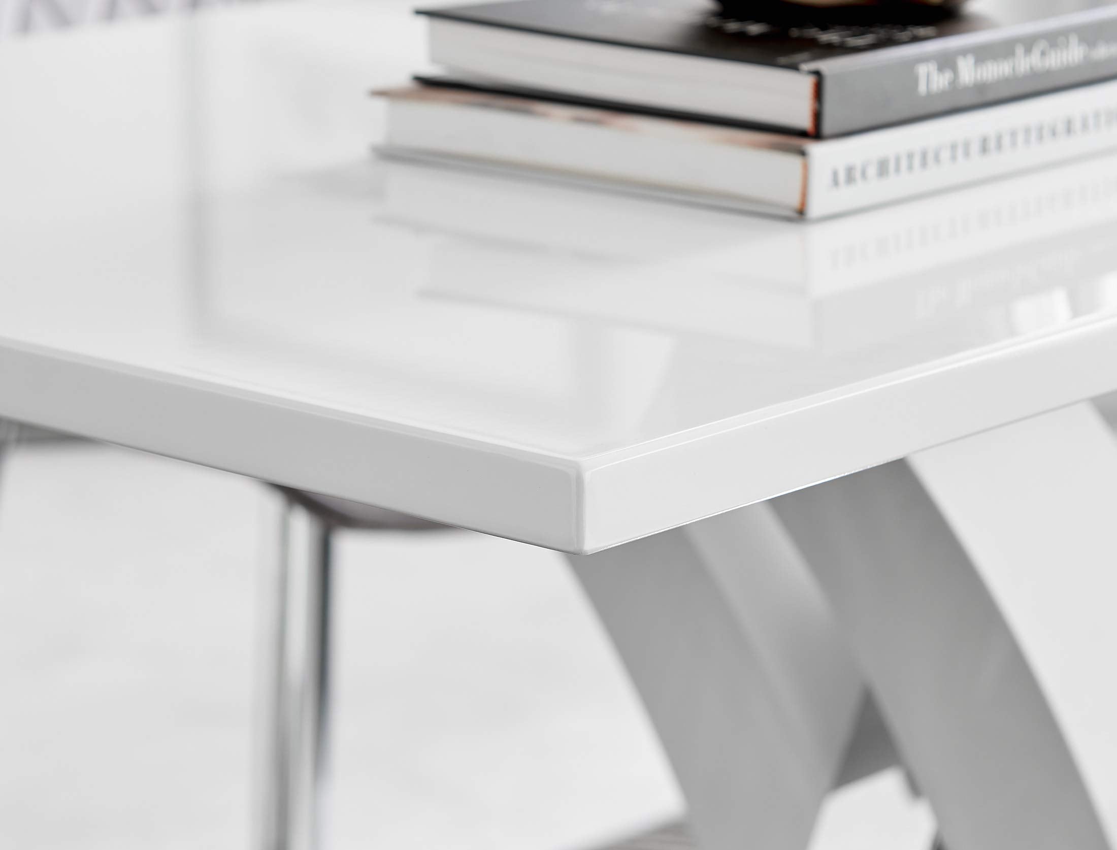 Atlanta White High Gloss Dining Table with Chrome Base & 4 Willow Chairs