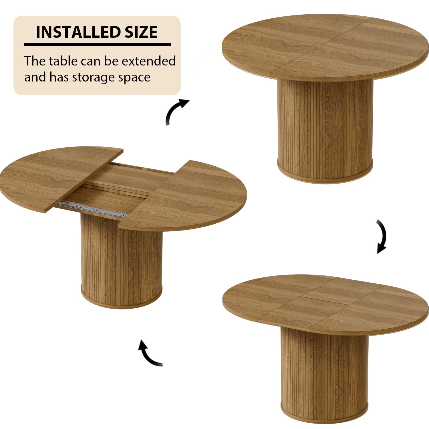 43-59 Inch Extendable Round Dining Table for 4