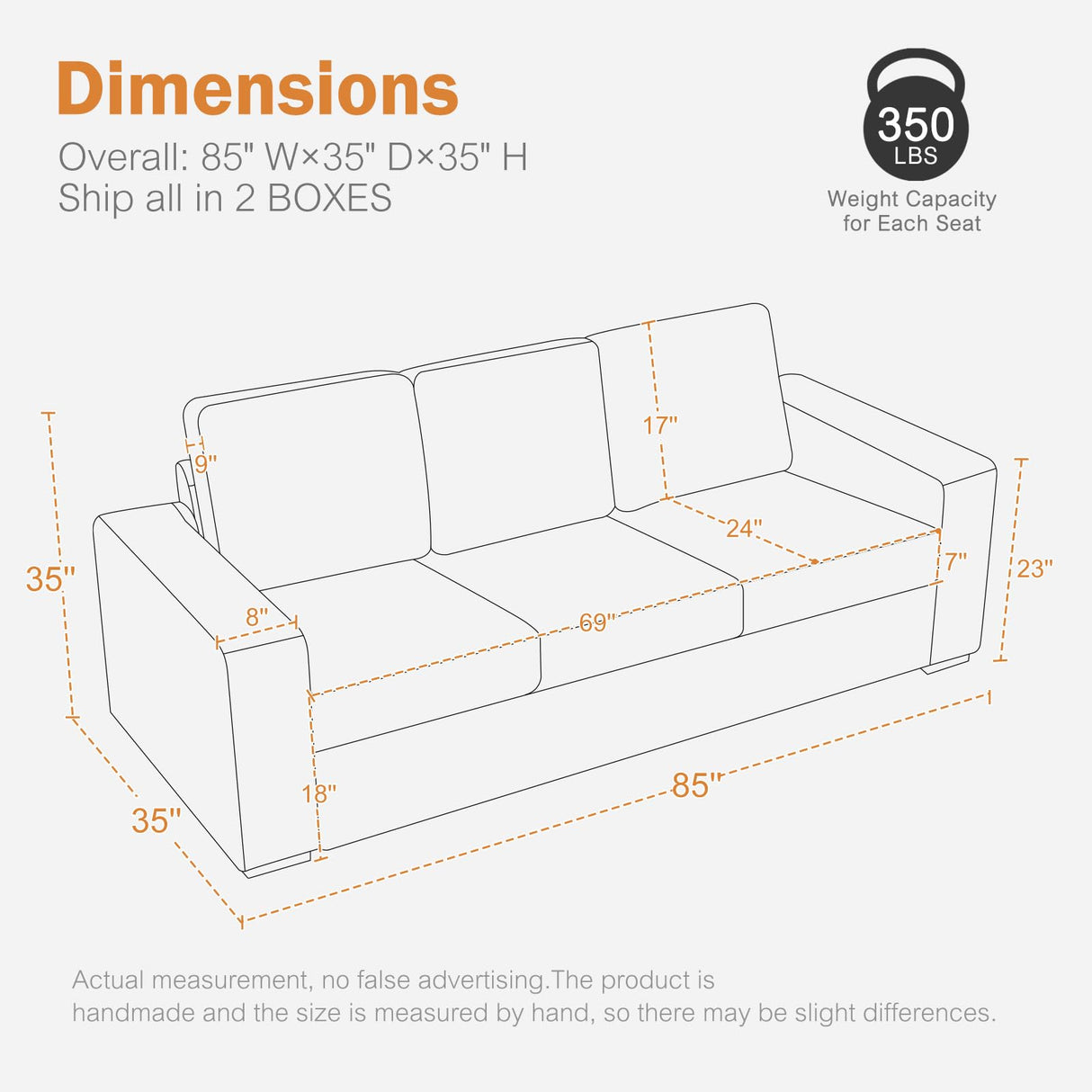 Mid-Century Modern 3-Seater Faux Leather Sofa with Deep Seats,Comfy Couch for Living