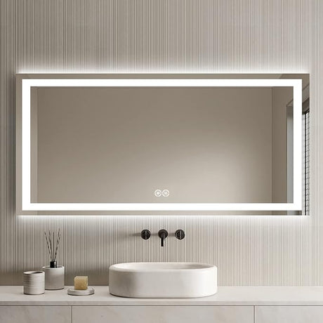 LED Bathroom Mirror with Lights 84 x 40 Inch for Wall,Smart Mirror Bathroom with Bluetooth Speaker, Anti-Fog & Dimming Vanity Mirror (Vertical/Horizontal)