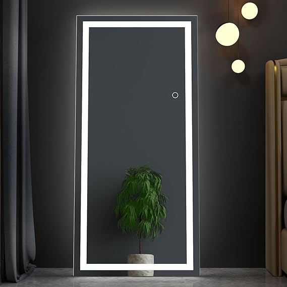 65"x 22" Full Length Mirror with Lights, LED Full Length Mirror, Lighted Full Body Length Light up Mirror Touch, Free Standing Mirror, Wall Mounted/Leaning Mirror