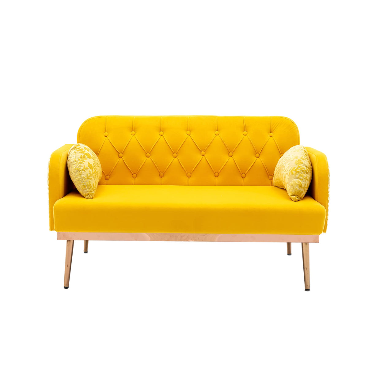 Twin Size Loveseat Accent Sofa Small Velvet Couch with Elegant Moon Shape