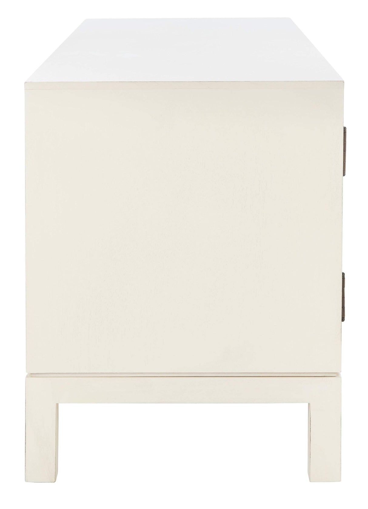 SAFAVIEH Home Collection Ajana Distressed White and Honey Brown 2-Door 1-Shelf Media 50-inch Flatscreen TV Stand