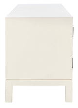 SAFAVIEH Home Collection Ajana Distressed White and Honey Brown 2-Door 1-Shelf Media 50-inch Flatscreen TV Stand