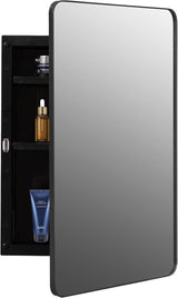 Plastic Medicine Cabinet with Beveled Edge Mirror Door and Round Corner Metal Frame