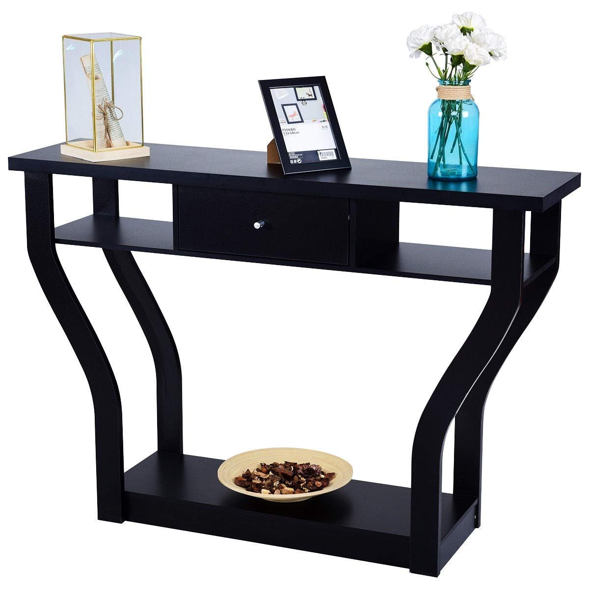 47" Wooden Entryway, Accent Cosole Tables Table with Drawer and Shelf