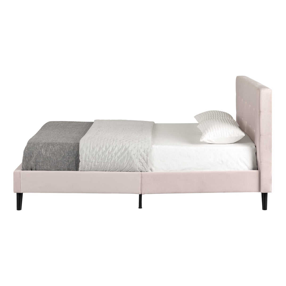 Maliza Upholstered Complete Platform Bed, Full, Pale Pink