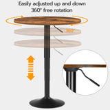 Bar Table, Height-Adjustable Round Pub Table 27-35.4 Inches, Cocktail Table