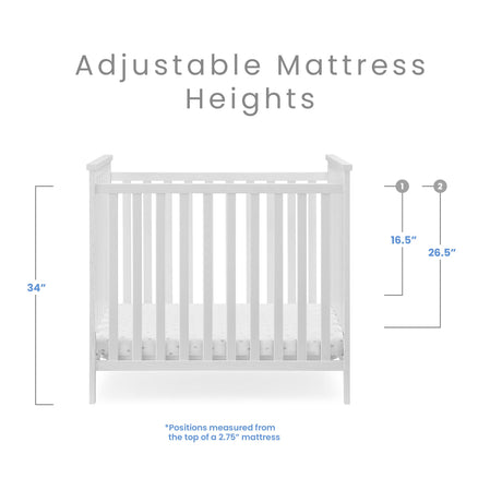 Middleton Mini Crib with 2.75-Inch Mattress - Greenguard Gold Certified, Textured White