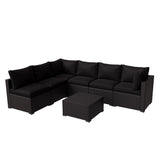 7-Piece Outdoor Sectional Patio Furniture | L-Shaped Wicker Rattan Conversation Set