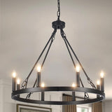 5 Lights Boho Drum Chandeliers for Dining Room Light Fixture, 19" Woven Pendant Light