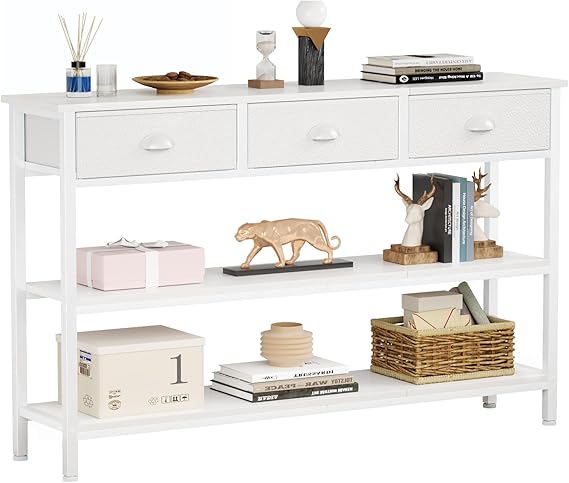 47" Console Table with 3 Drawers & Storage Shelves - Rustic Brown