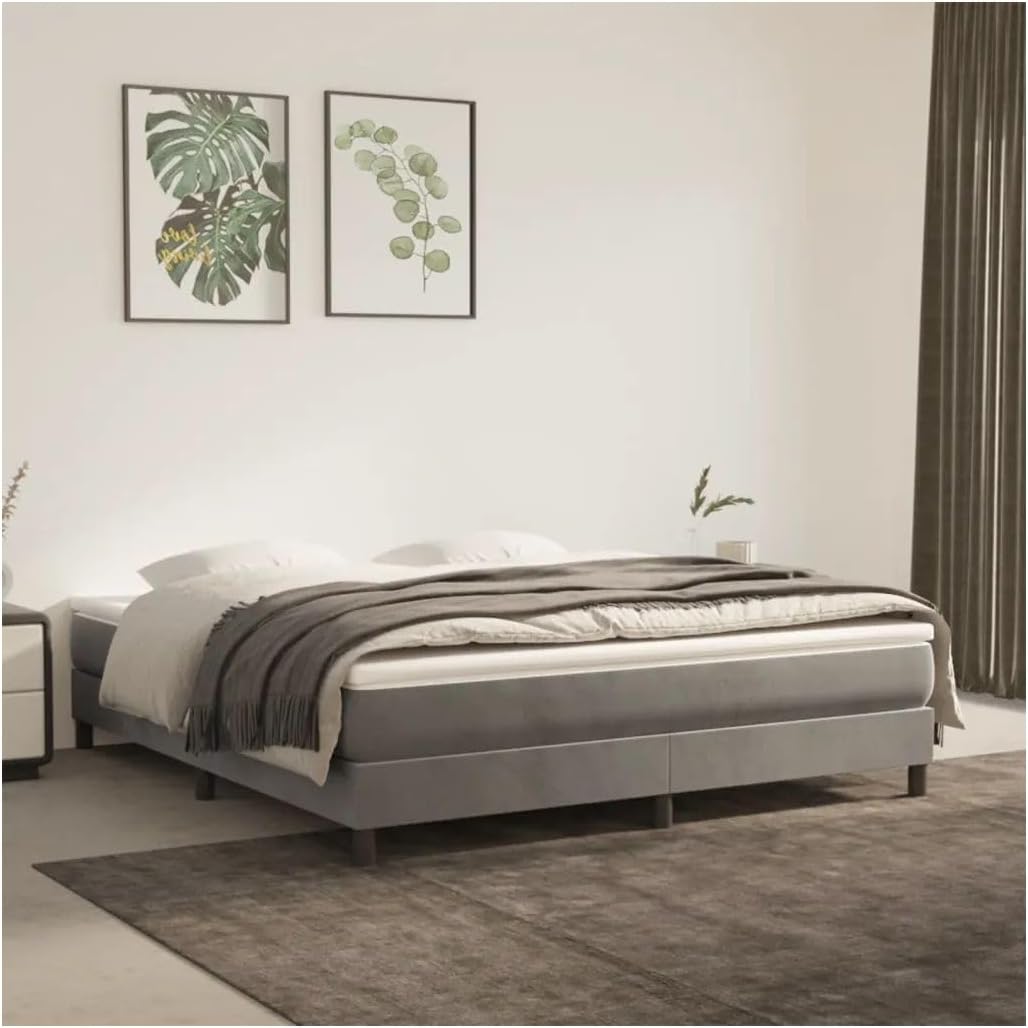 Bed Frame Light Gray 76"X79.9" King Velvet 3120808 Easy to install