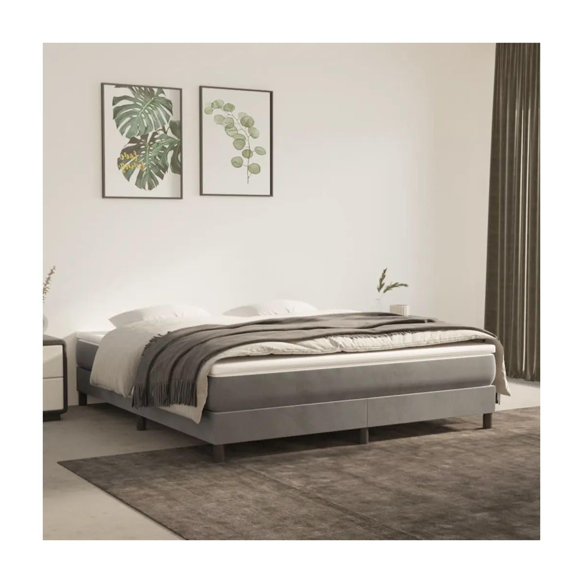 Bed Frame Light Gray 76"X79.9" King Velvet 3120808 Easy to install