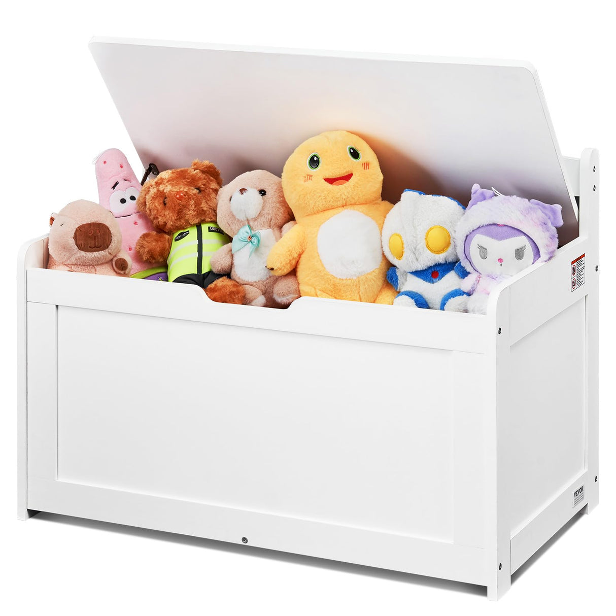 Wooden Toy Chest for Kids, Toddler Toy Storage Box with Flip-Top Lid and Safety Hinge,