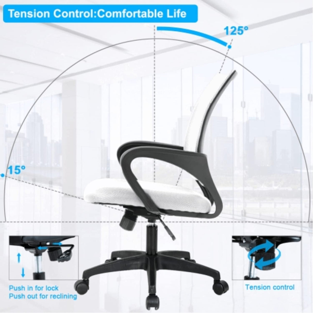 Ergonomic Office Chair Mesh Desk Chair, Computer Chair with Lumbar Support& Armrests