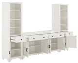 Tara 3-Piece Entertainment Set with Sideboard and 2 Bookcases, Distressed White