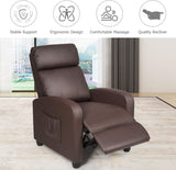 Recliner Chair PU Leather Recliner with Massage Function Small Reclining Chair