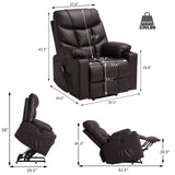 Power Lift Recliner Chairs for Elderly with Massage & Heating, PU Leather Sleeper