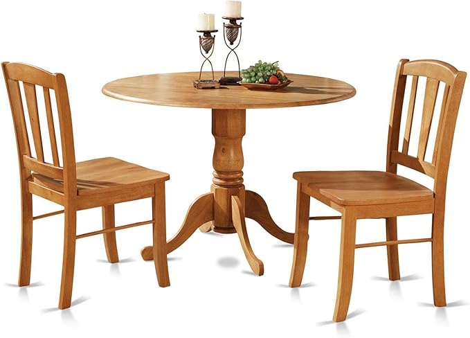 Dublin 5 Piece Kitchen Set for 4 Includes a Round Room Table with Dropleaf and 4 Dining Chairs,