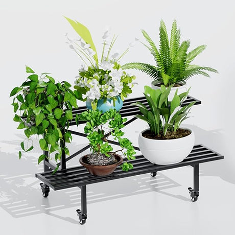 2 Tier Sturdy Metal Plant Stand Heavy Duty Plant Holder for Home Indoor and Outdoor