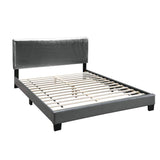 Faux Leather Upholstered Full Size Bed in Grey