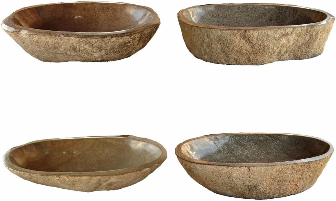 Natural River Stone Vessel Sink XXL – Handcrafted Bathroom Basin, Countertop Vanity